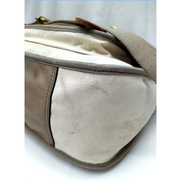 Fossil Long Live Vintage 54 Ivory Canvas Turnlock Flap Messenger Crossbody Bag - Picture 14 of 15